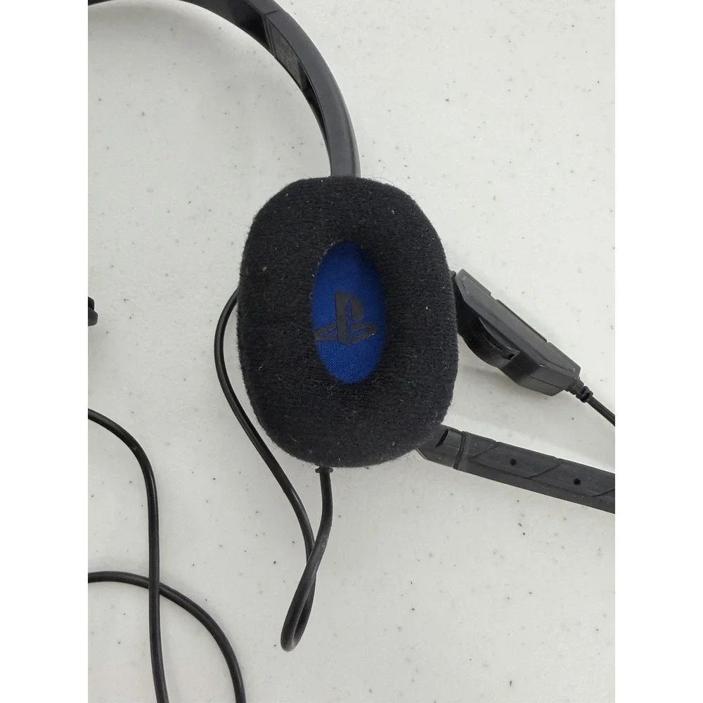 PlayStation Mono Chat Gaming Headset Grey Black Wired Single Ear Hook